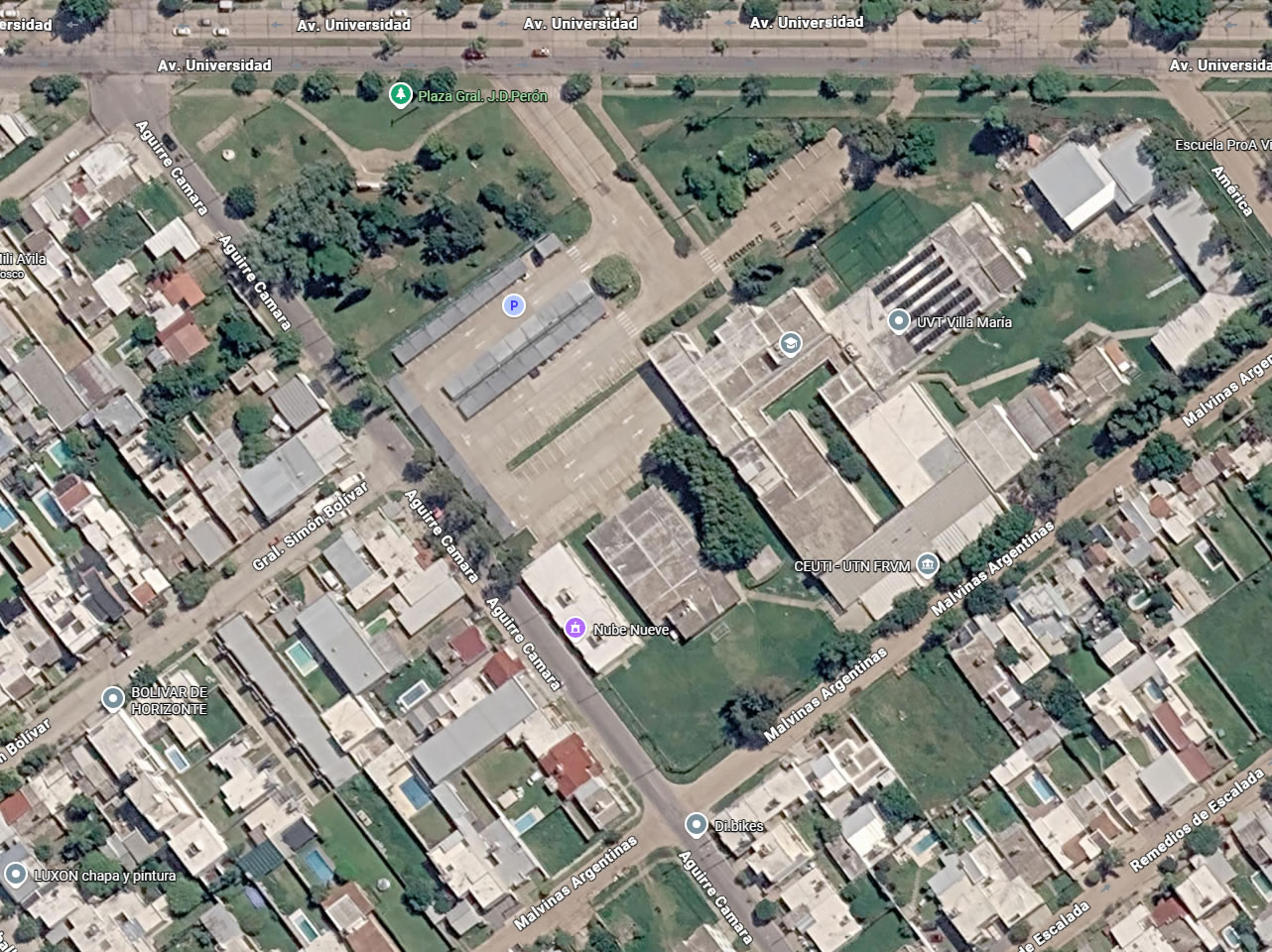 Plano del predio de la UTN con la ubicación del SUM, el Auditorio y el Aula de Posgrado